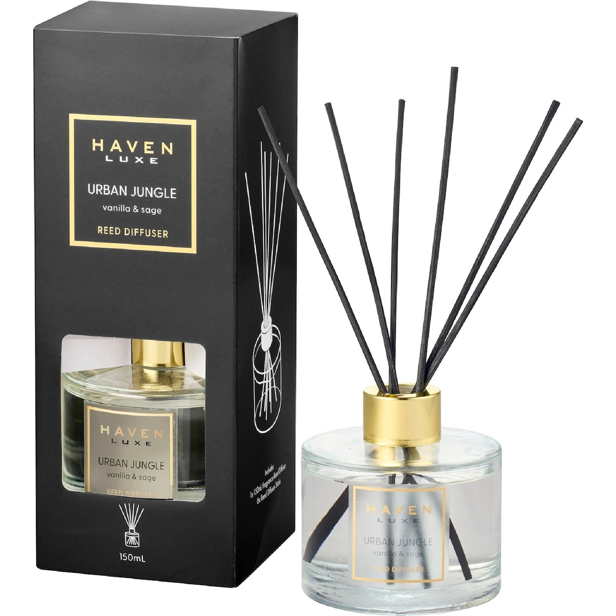 Haven Luxe Reed Diffuser Urban Jungle Vanilla & Sage 150ml