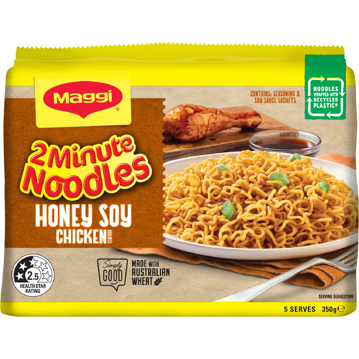 Maggi 2 Minute Noodles Honey Soy Chicken 350g 5 Pack