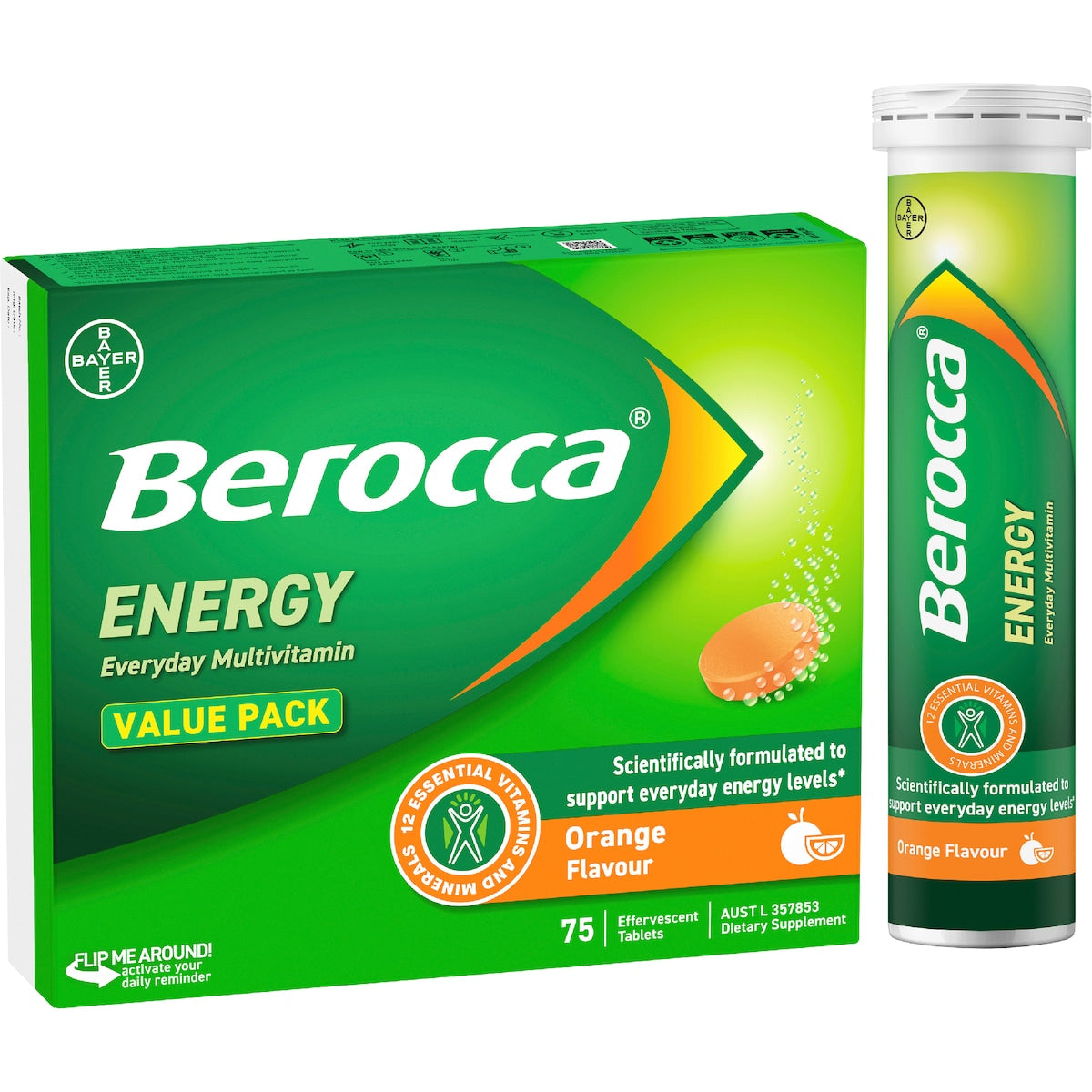 Berocca Orange Energy Effervescent Tablets 75 Pack