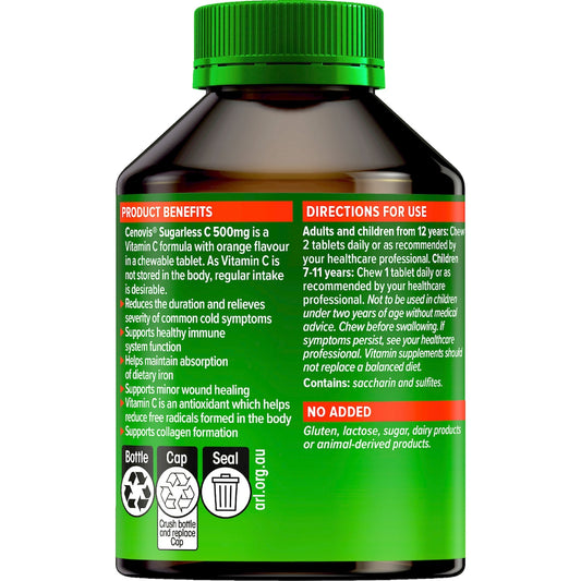 Cenovis Sugarless Vitamin C Chewable Tablets For Immune Support 320 Pack