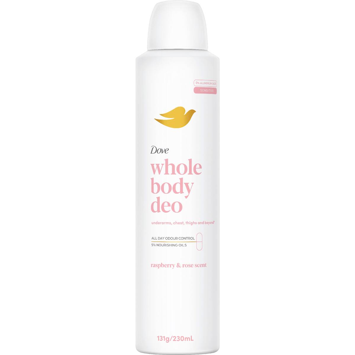 Dove Women Whole Body Deodorant Aerosol Raspberry Rose 230ml