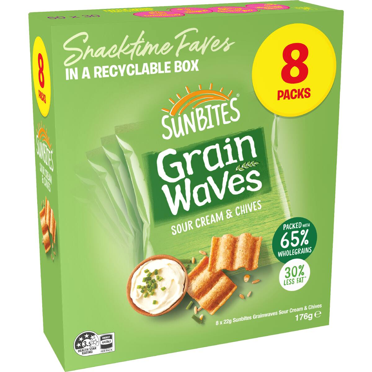 Sunbites Grain Waves Sour Cream & Chives 22g X 8 Pack