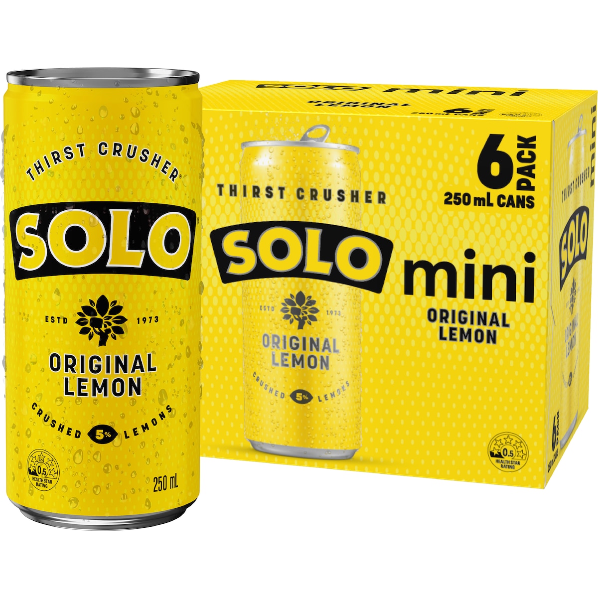 Solo Original Lemon Soft Drink Mini Cans 250ml X 6 Pack