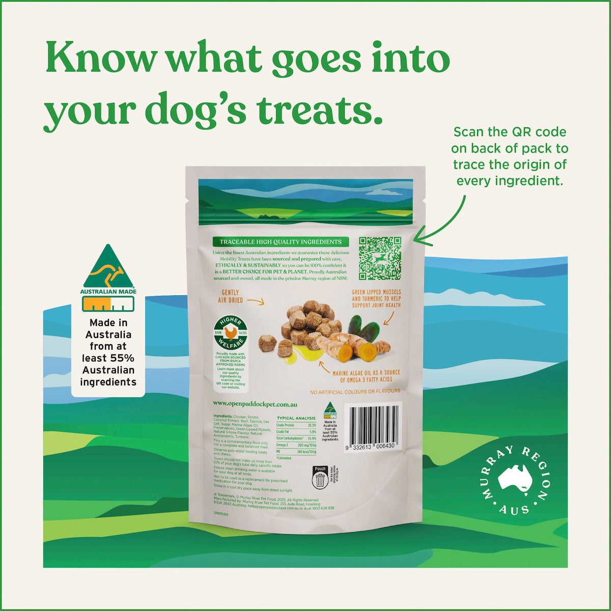 Open Paddock Mobility Dog Treats 200g