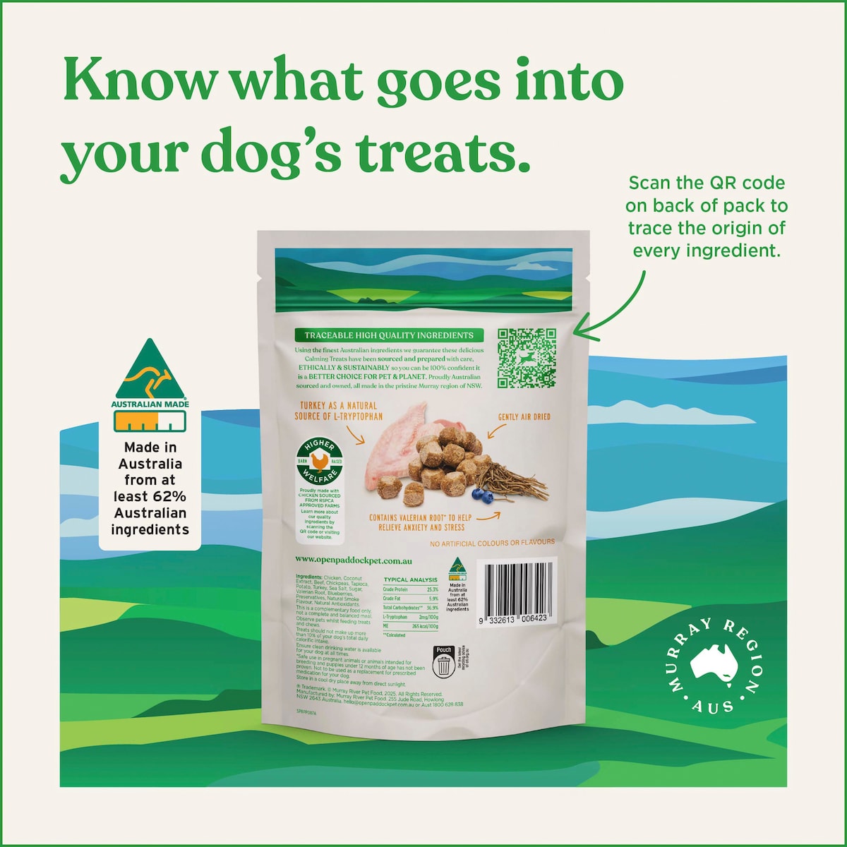 Open Paddock Calming Dog Treats 200g