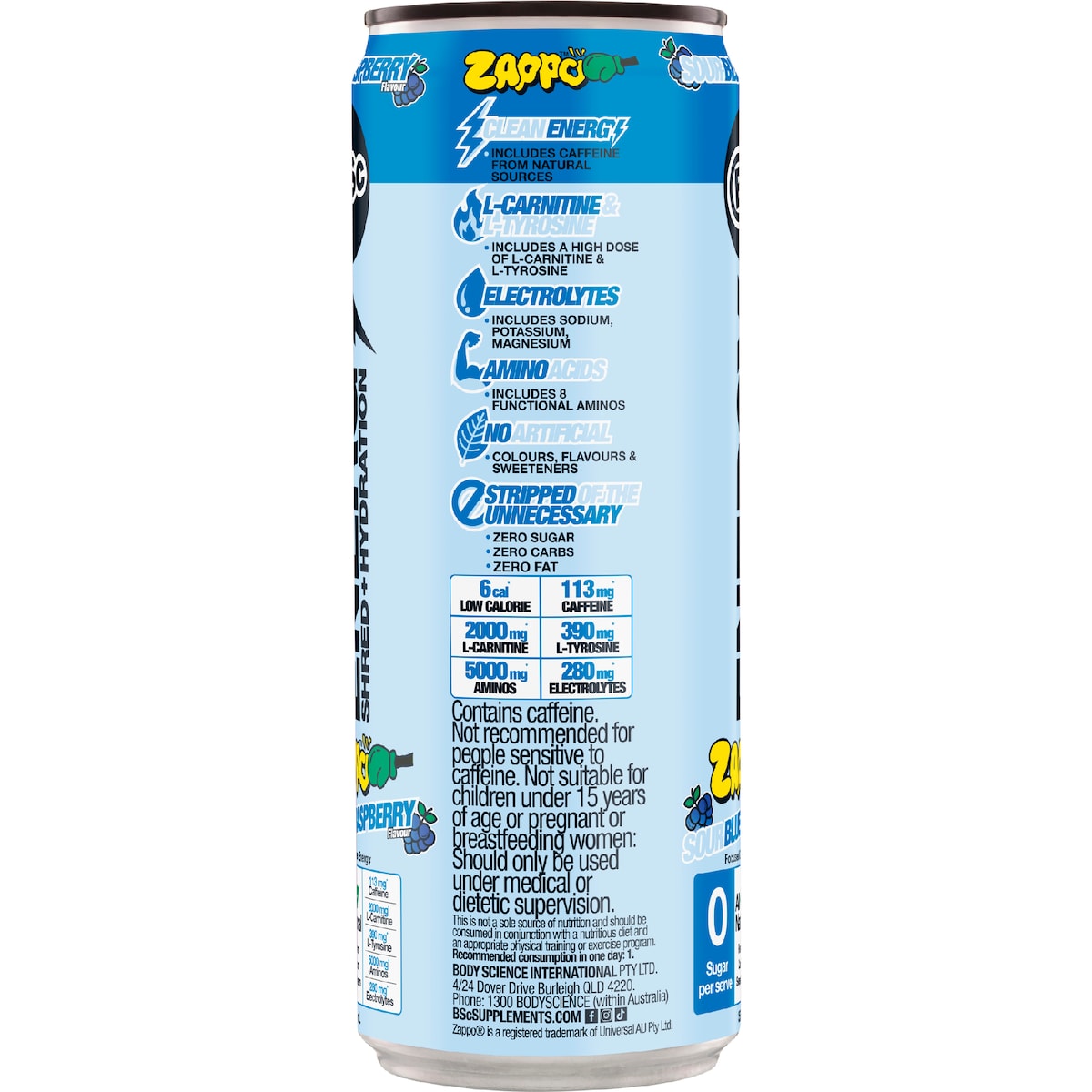 Bsc Zappo Energy Shred & Hydration Blue Raspberry 355ml
