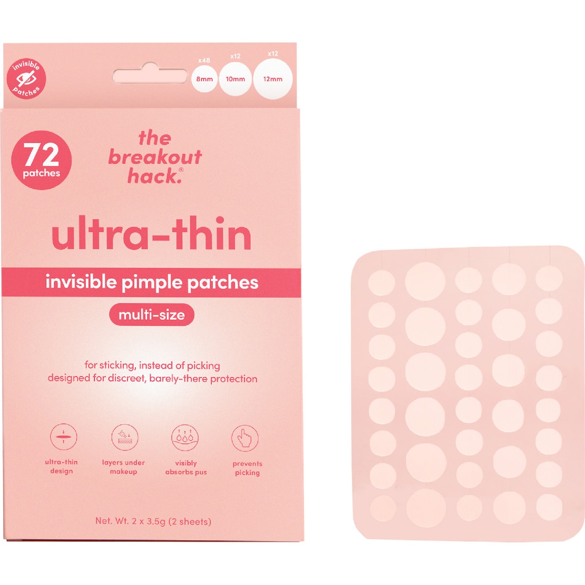The Breakout Hack Ultra-thin Invisible Pimple Patches 72 Pack