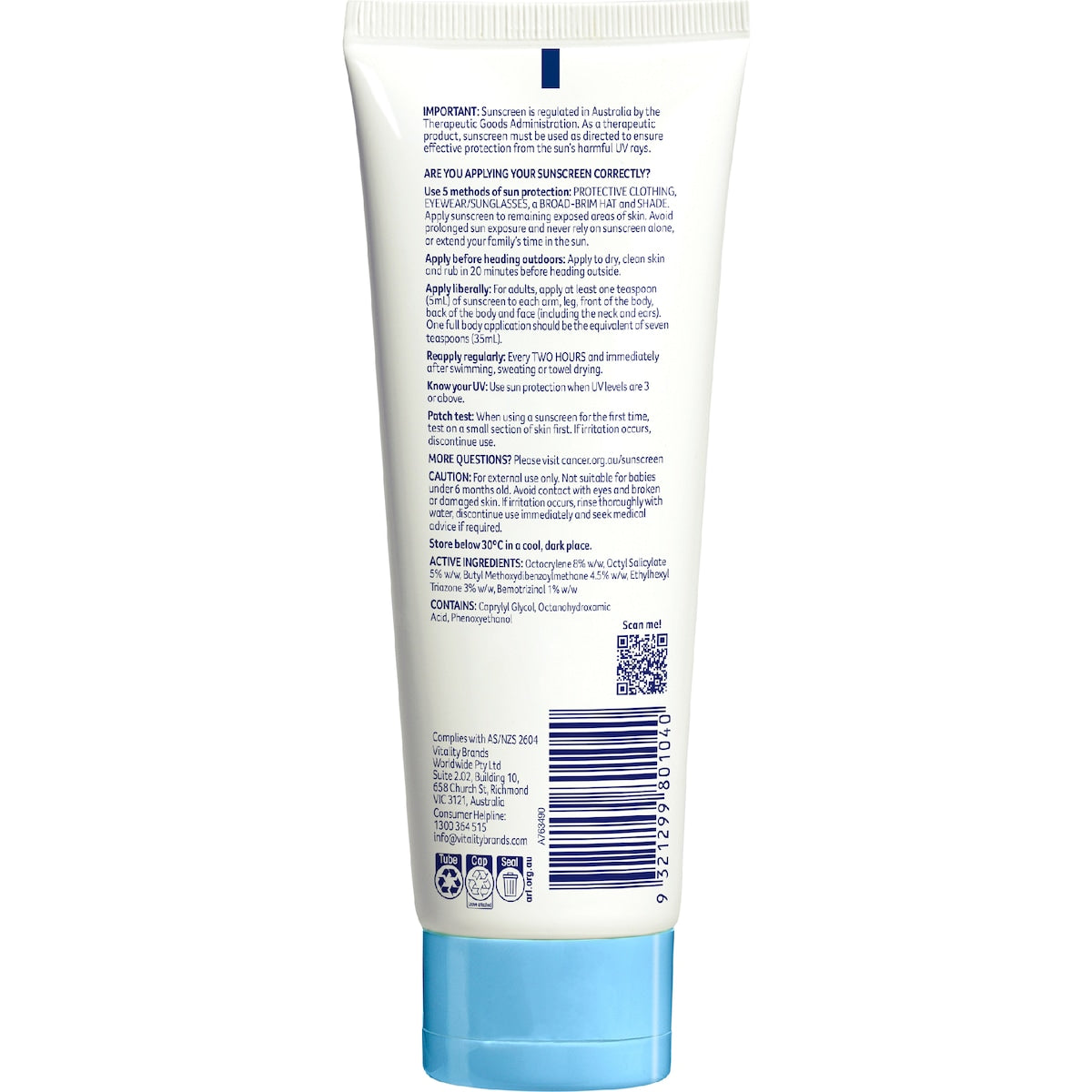 Cancer Council Spf50 Sensitive Sunscreen 110ml