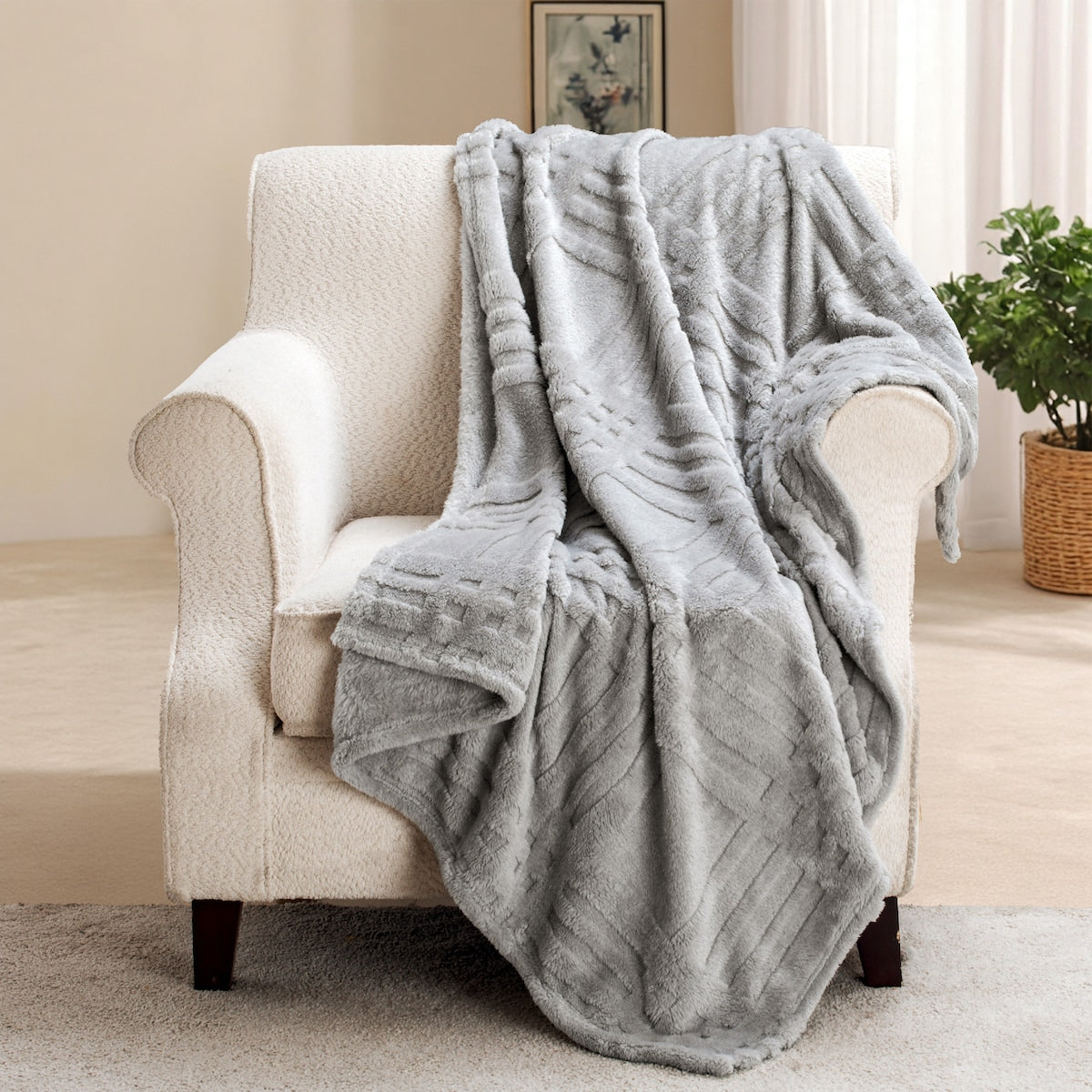 Plush Throw Grey Each