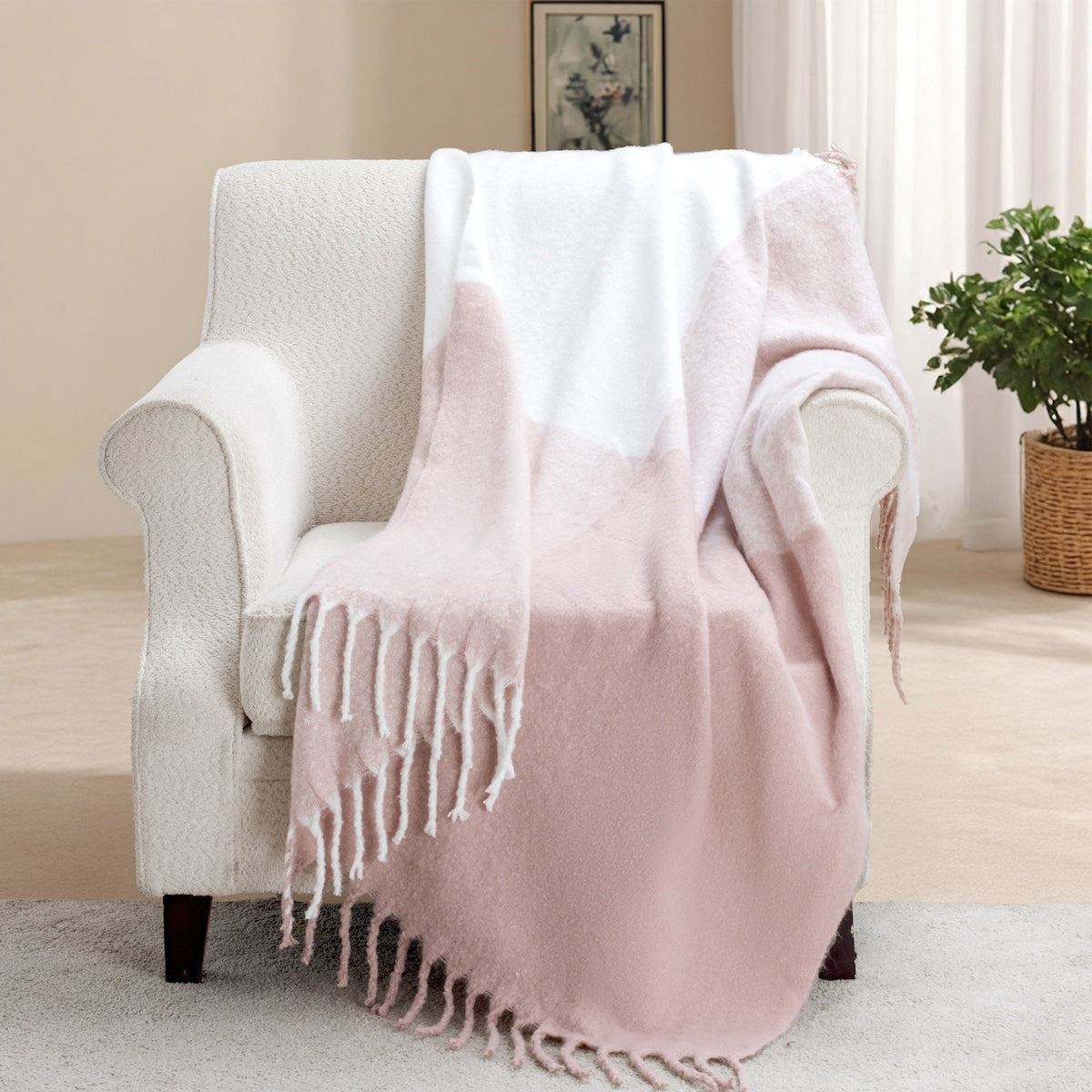 Faux Wool Throw Mauve Each