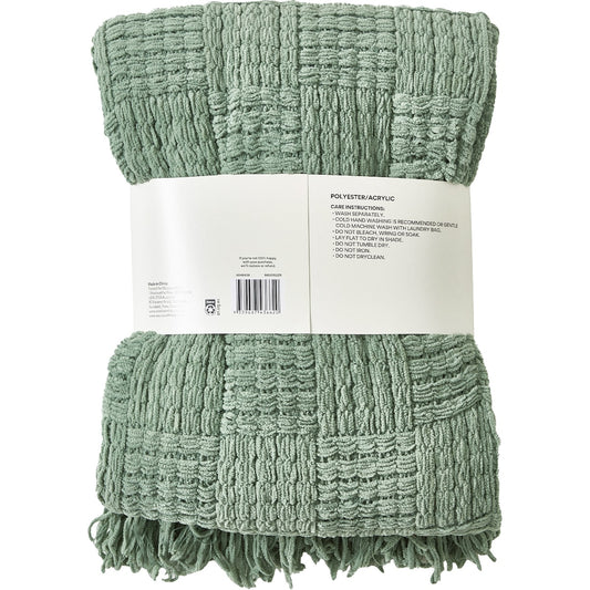Chunky Knitted Throw Green Each