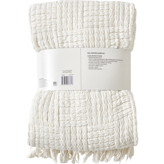 Chunky Knitted Throw White Each