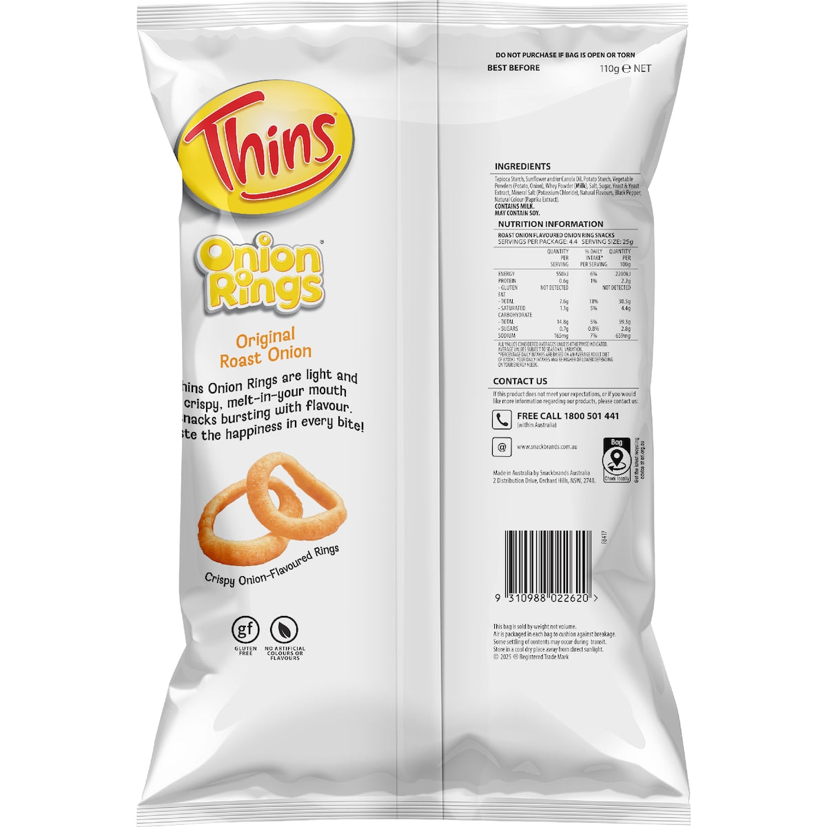 Thins Onion Rings Party Pack Original Roast 110g