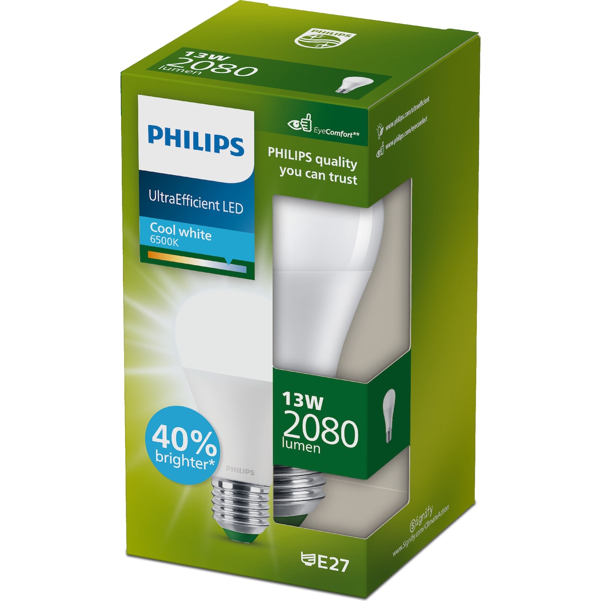 Philips Ultraefficient Led Globe E27 13w 2080lm Cool White Each
