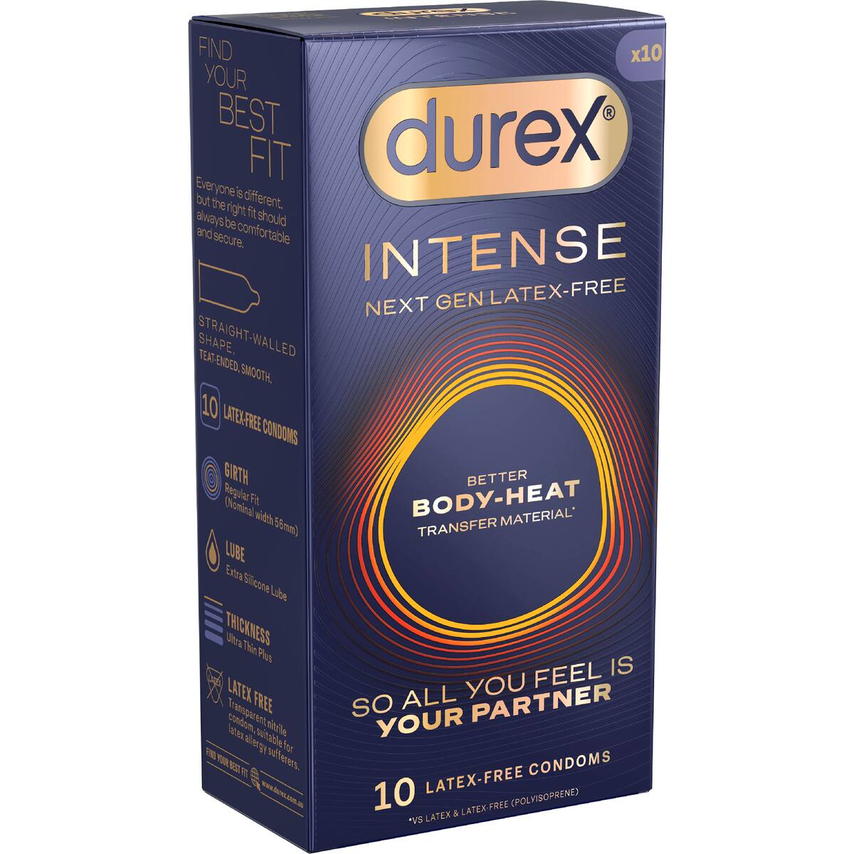 Durex Intense Body-heat Condoms Regular 10 Pack