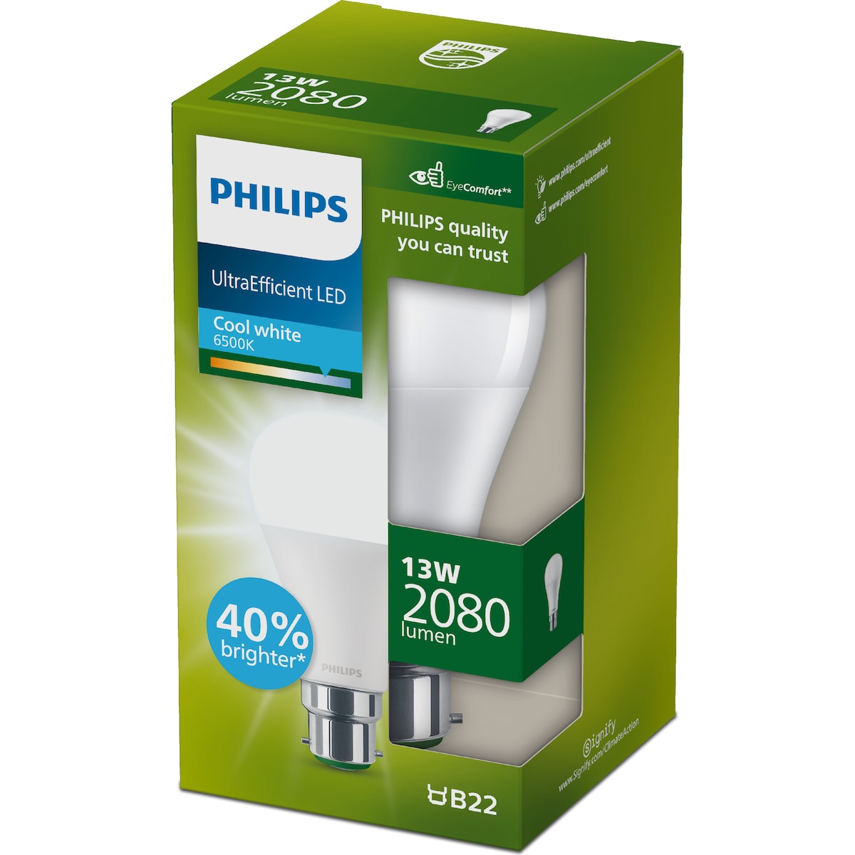 Philips Ultraefficient Led Globe B22 13w 2080lm Cool White Each