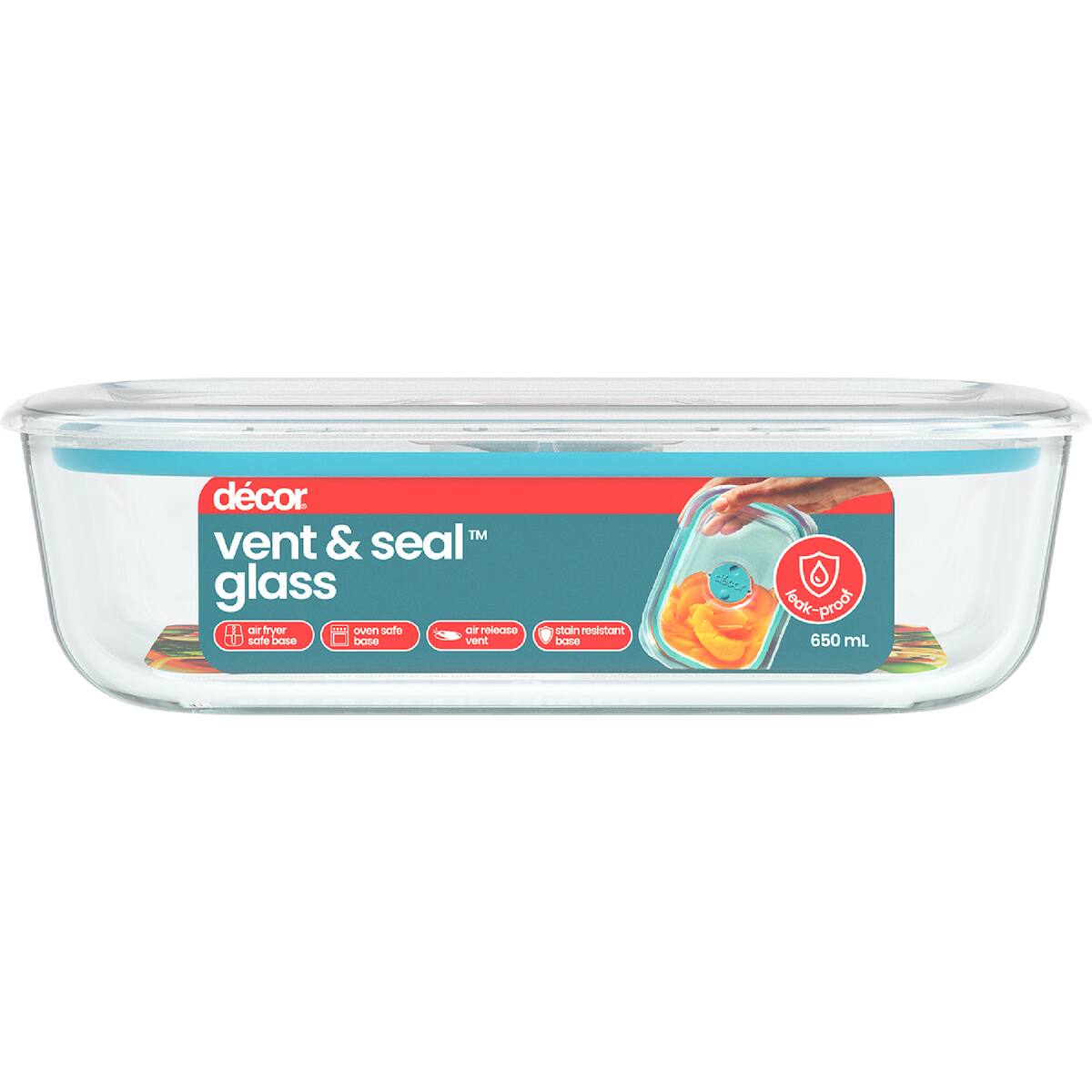 Decor Vent & Seal Glass Container 650ml Each