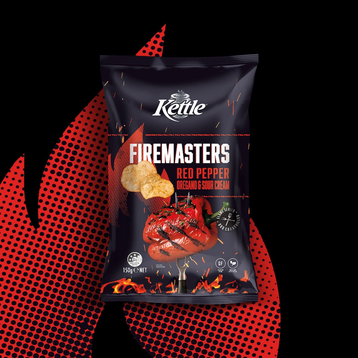 Kettle Firemasters Red Pepper & Sour Cream Potato Chips 150g