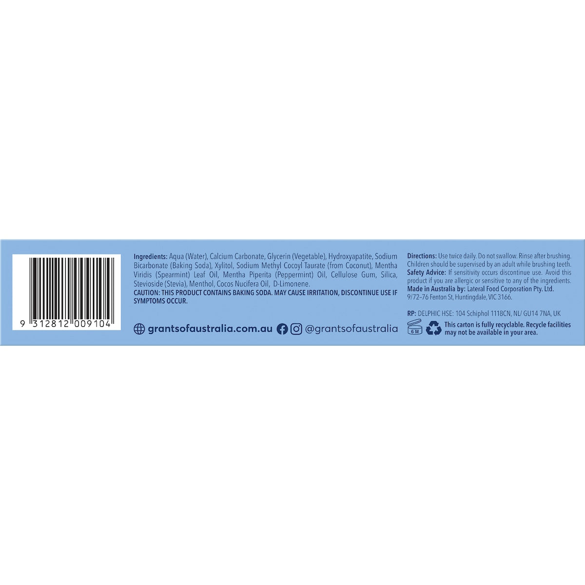 Grants Whitening & Ha Toothpaste 110g