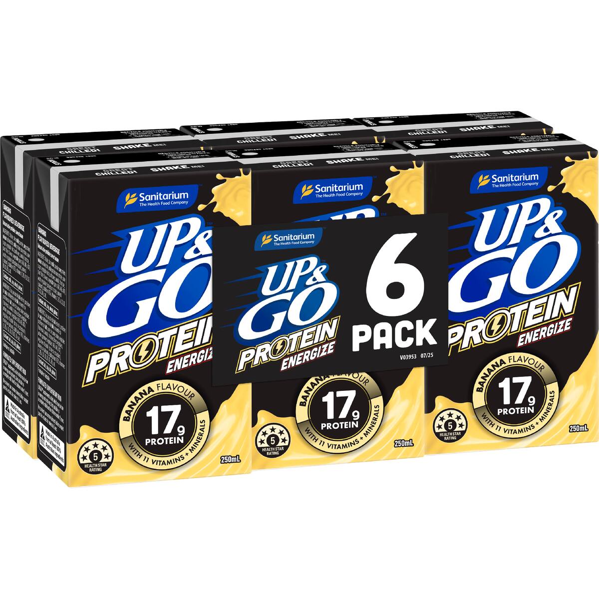 Up&go Protein Energize Liquid Breakfast Banana 250ml X 6 Pack