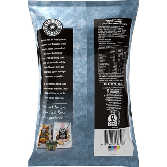Red Rock Deli Potato Chips Trio Of Cheese 165g