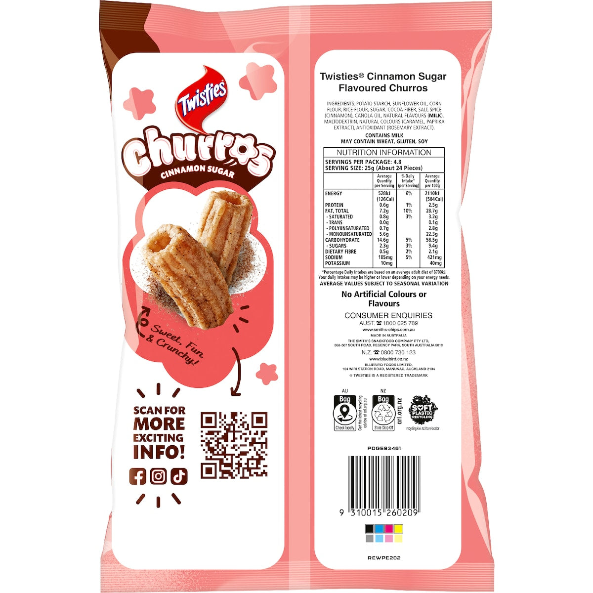 Twisties Churros Cinnamon Sugar 120g