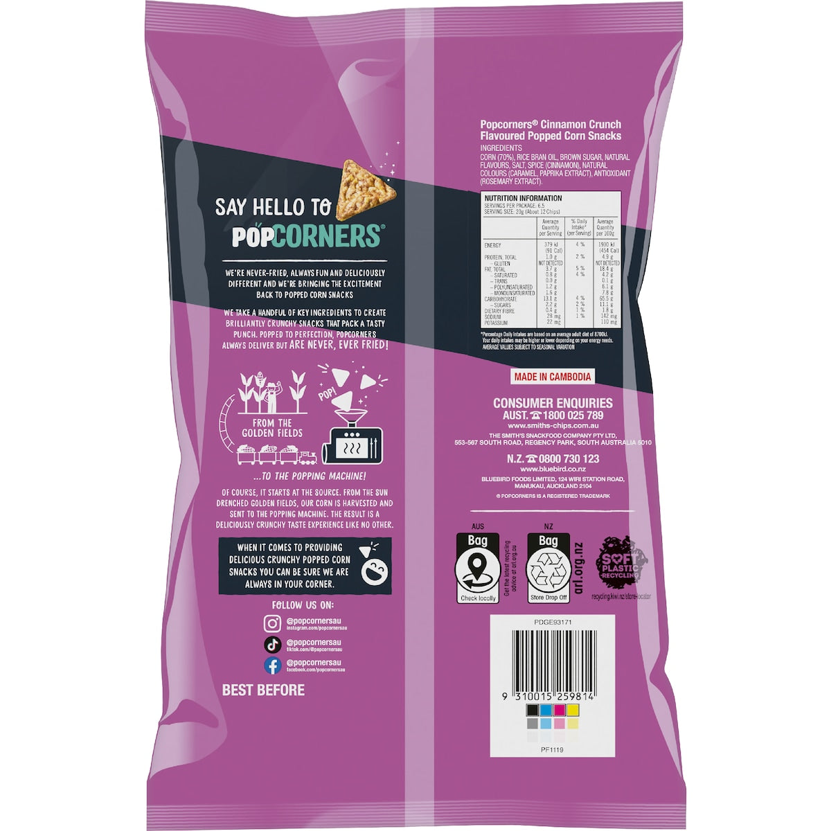 Popcorners Chips Cinnamon Crunch 130g