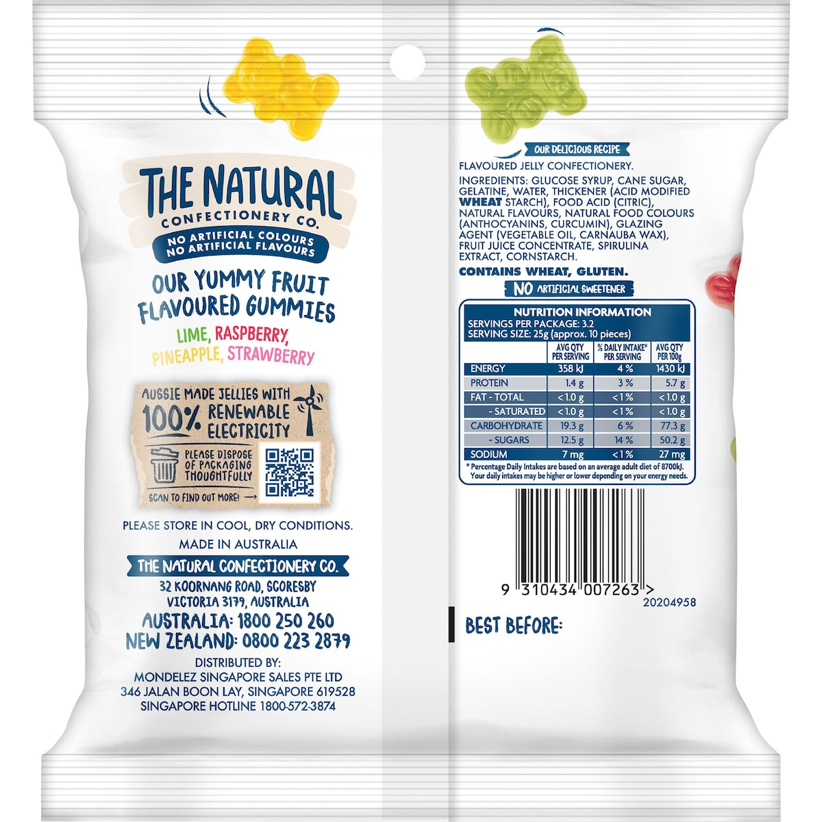 The Natural Confectionery Co. Mini Gummy Bears Lollies 80g