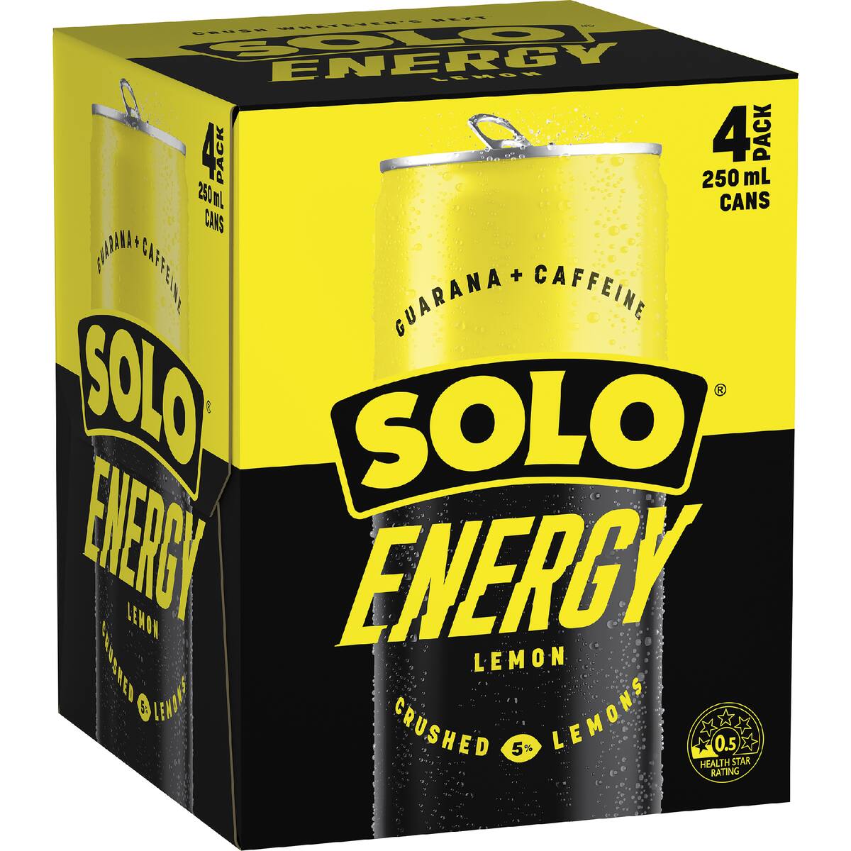Solo Energy Drink Lemon Cans 250ml X 4 Pack