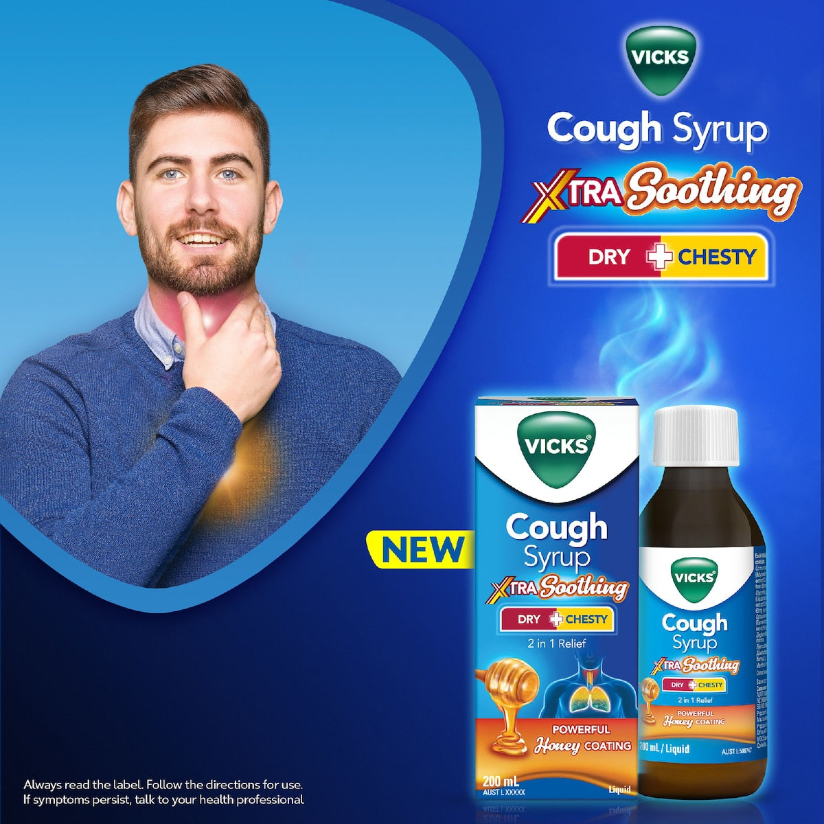 Vicks Cough Syrup Extra Soothing Honey 200ml