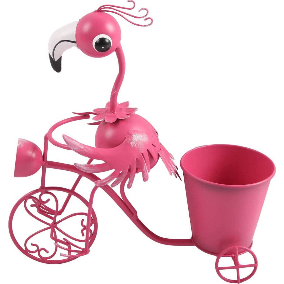 Green Gardener Metal Pot Flamingo Bicycle Each
