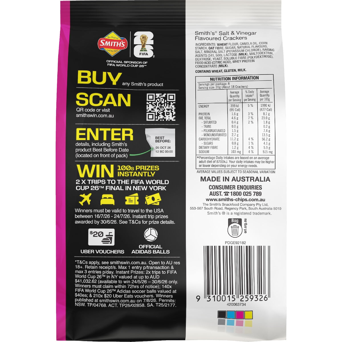 Smiths Crackers Salt & Vinegar Snack 160g