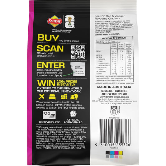 Smiths Crackers Salt & Vinegar Snack 160g