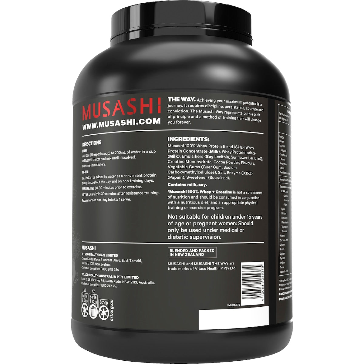Musashi 100% Whey + Creatine Chocolate 2kg