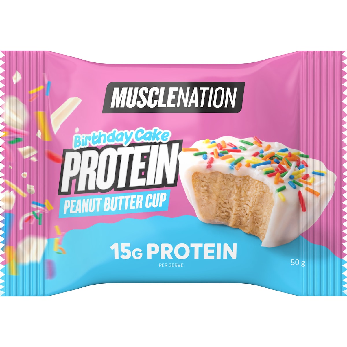 Muscle Nation Birthday Cake Protein Peanut Butter Cup 50g