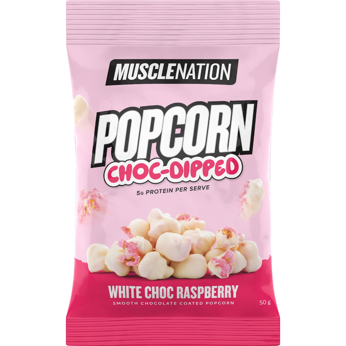 Muscle Nation Popcorn White Choc Raspberry 50g