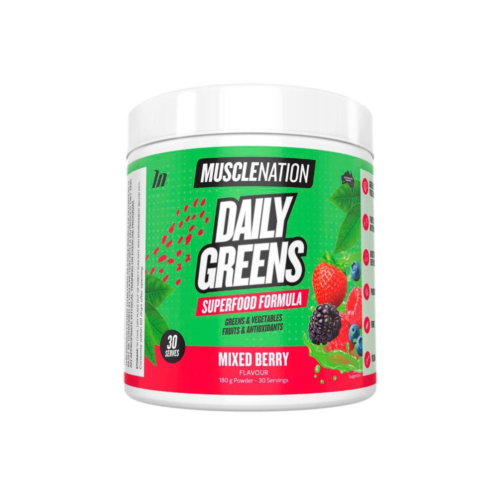 Muscle Nation Daily Greens Mixed Berry Protein Powder - 180g
