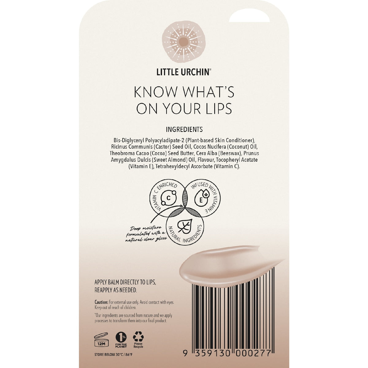 Little Urchin Lip Balm Vanilla 15g