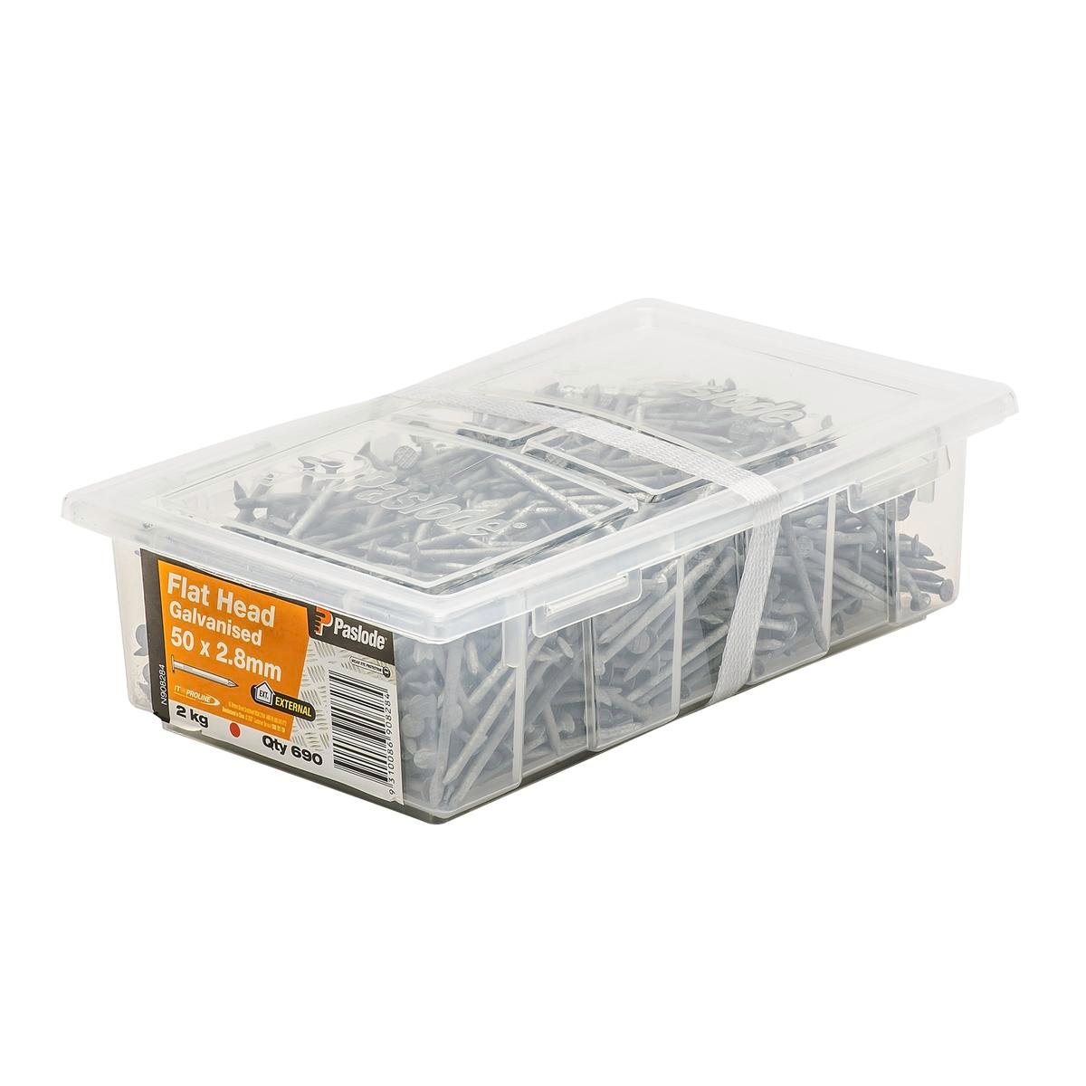 Paslode Flat Head Galvanised Nails 50 x 2 8mm 2kg 690 Pack