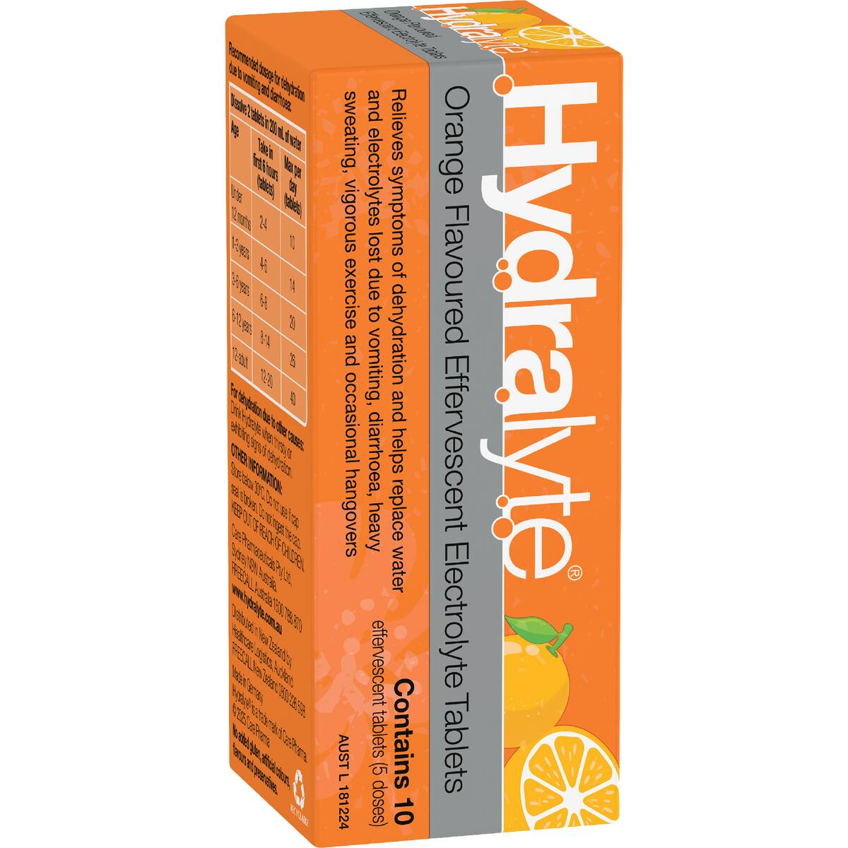 Hydralyte Effervescent Electrolyte Tablets Orange 10 Pack