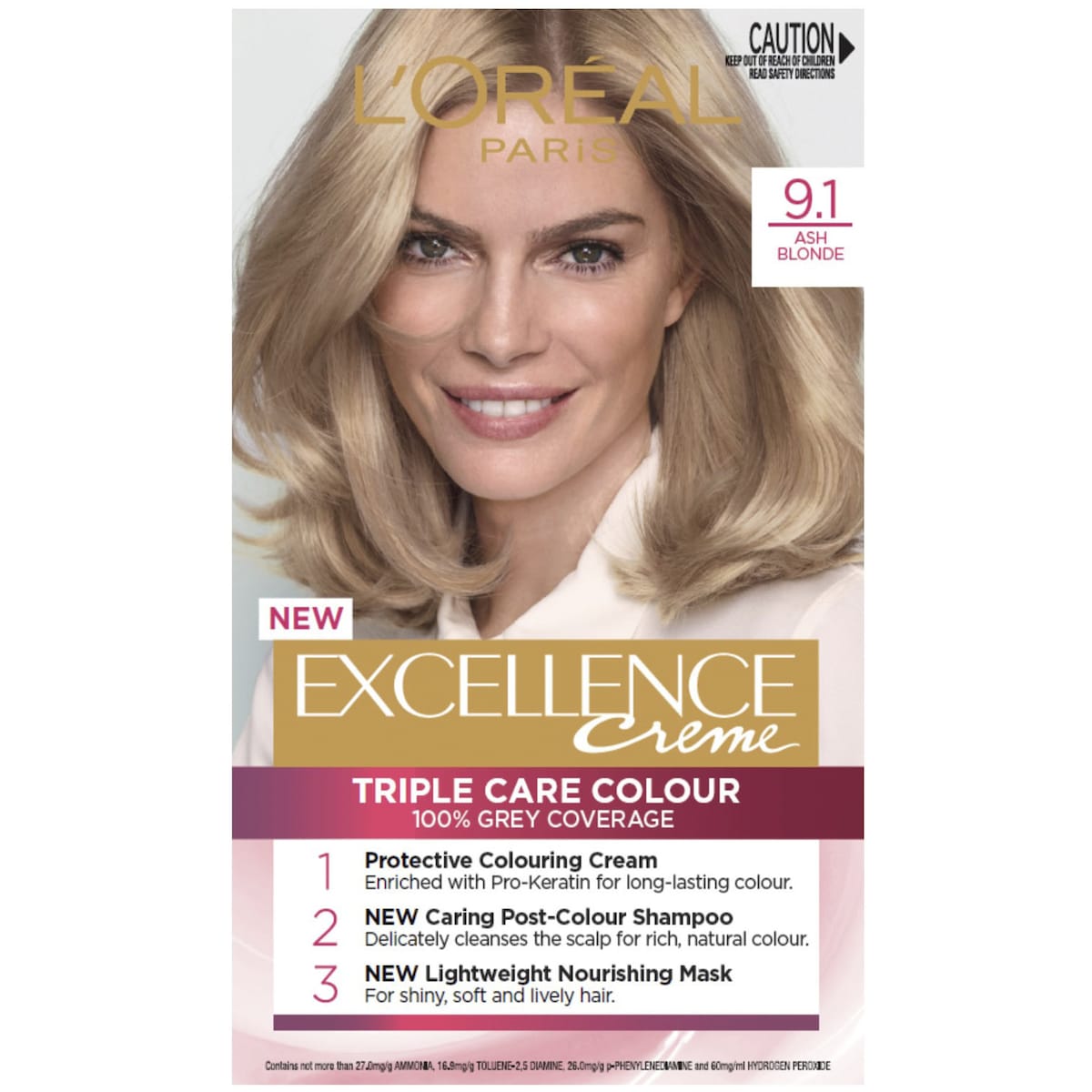 Loreal Paris Excellence Creme Hair Colour 9.1 Light Ash Blonde Each