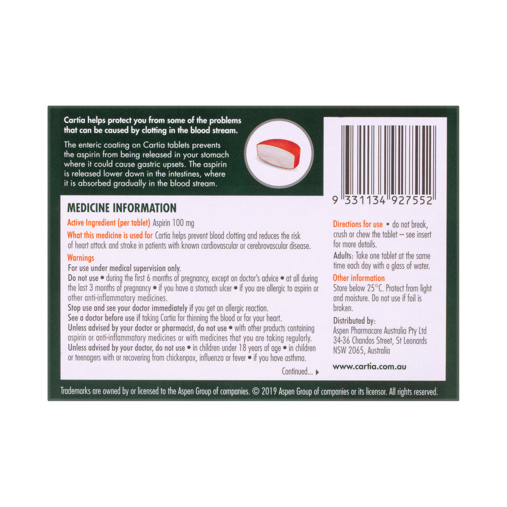 Cartia Asprin Low Dose 100mg - 28 pack