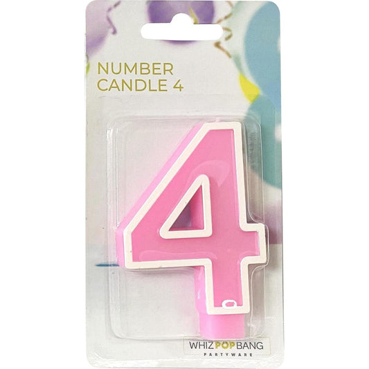 Whiz Pop Bang Number Candle 4 Assorted Each
