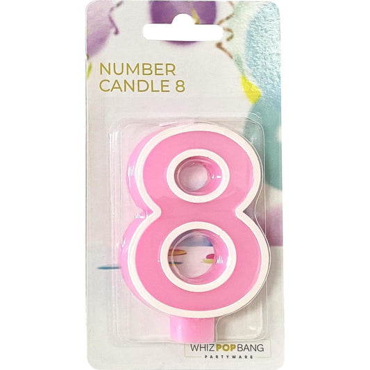 Whiz Pop Bang Number Candle 8 Assorted Each