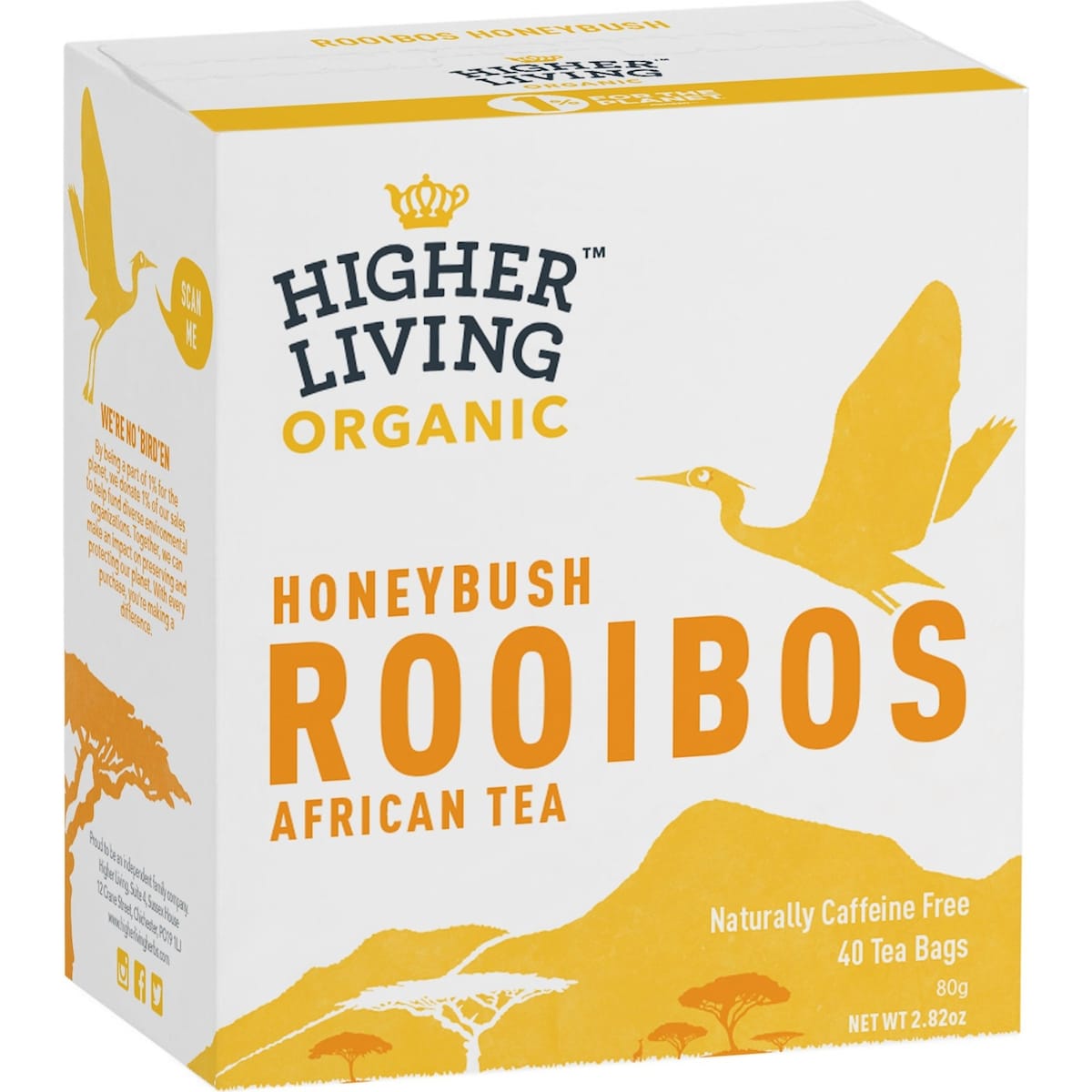 Higher Living Organic Honeybush Rooibos African Tea Bags 40 pack