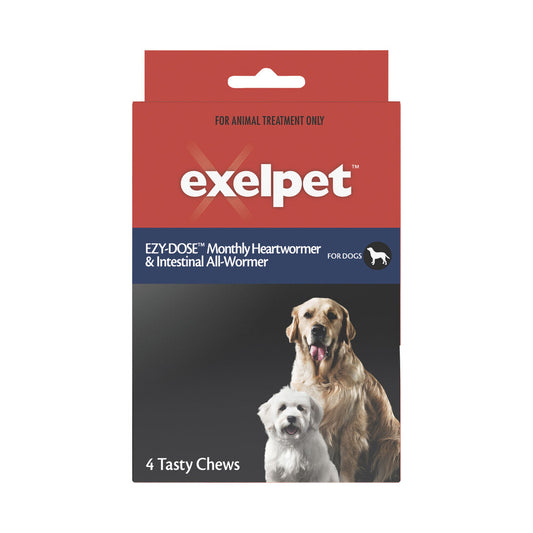 Exelpet Ezy-dose Monthly Heartworm & Intestinal All Wormer Dog Treatment - 4 pack