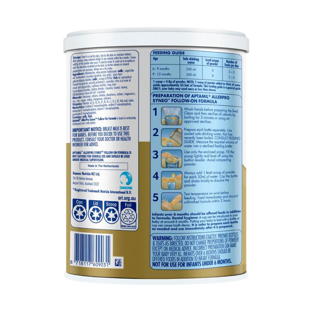 Aptamil Allerpro Syneo Baby Formula Stage 2 - 900g