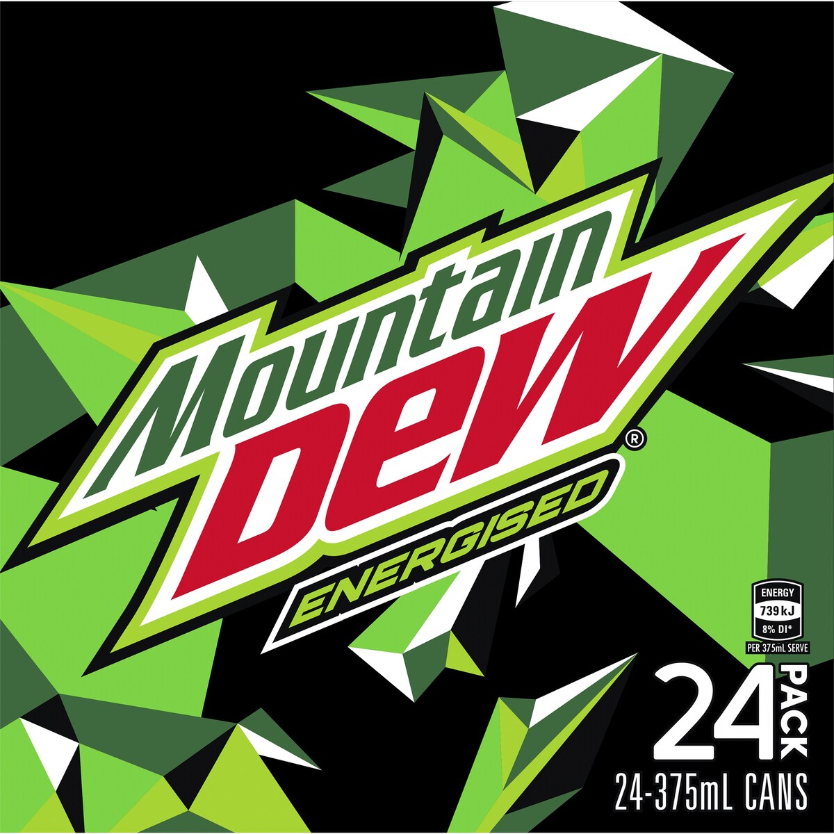 Mountain Dew Energised Soft Drink Multipack Cans 375ml x 24 Pack