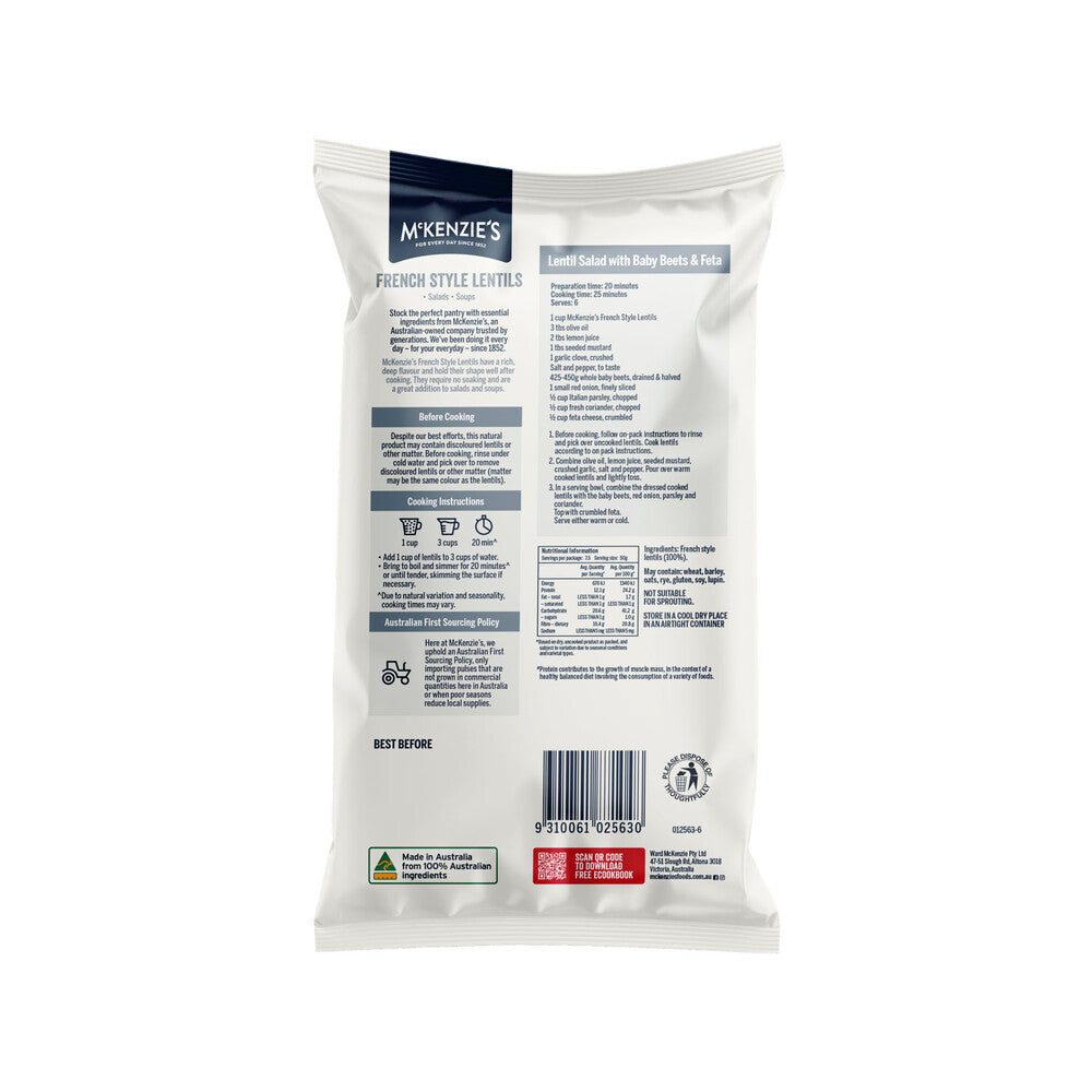 McKenzie's French Style Black Lentils - 375g