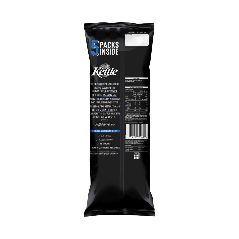 Kettle Sea Salt Potato Chips Multipack School Snacks 5 Pack - 92g